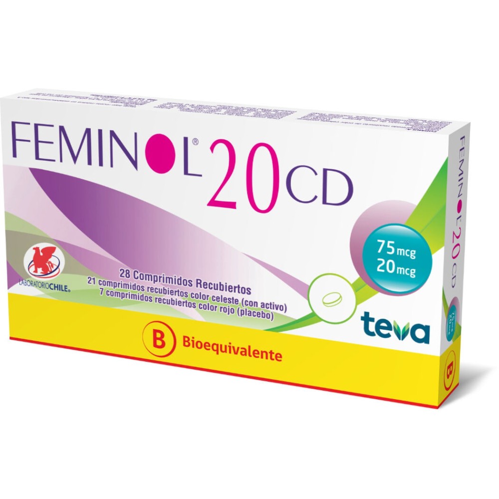 Feminol 20 CD Etinilestradiol / Gestoden 28 Comprimidos Recubiertos