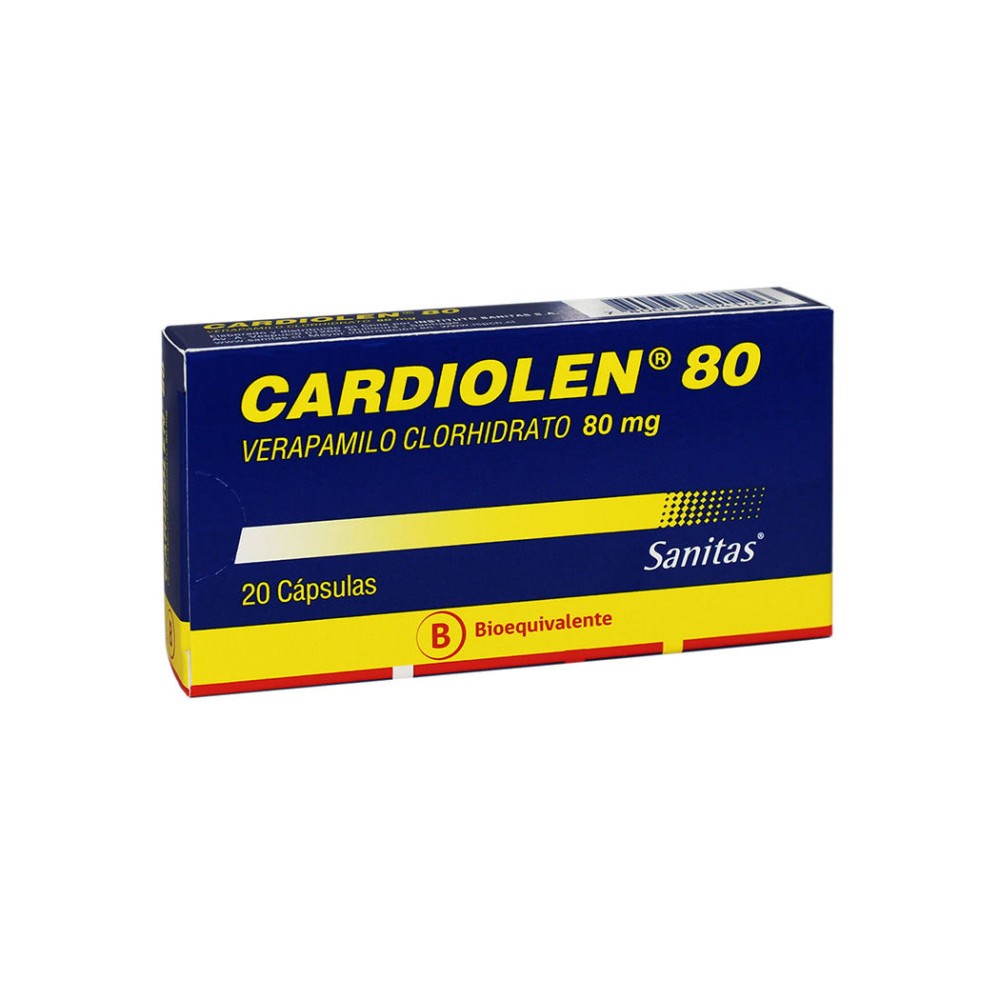 Cardiolen (B) Verapamilo 80mg 20 Cápsulas  PRECIO UN MEDIDA $721