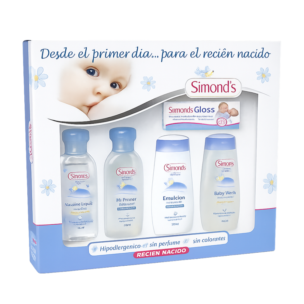 SIMONDS ESTUCHE REC NACIDO OIL X 125 ML + COL X 125 ML + SH X 120 ML + EMUL X 120 + GLOSS