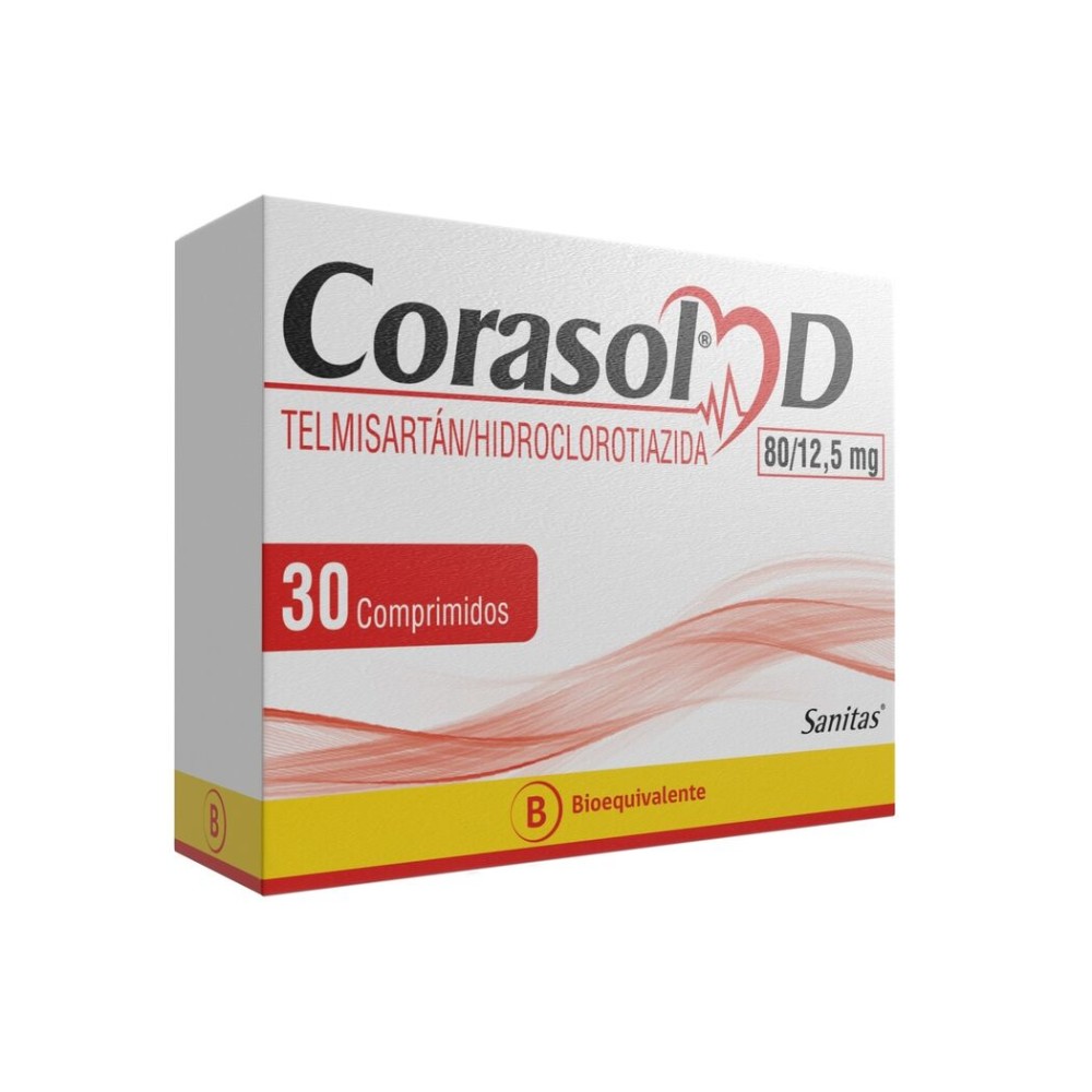 Corasol-D Hidroclorotiazida / Telmisartán 30 Comprimidos