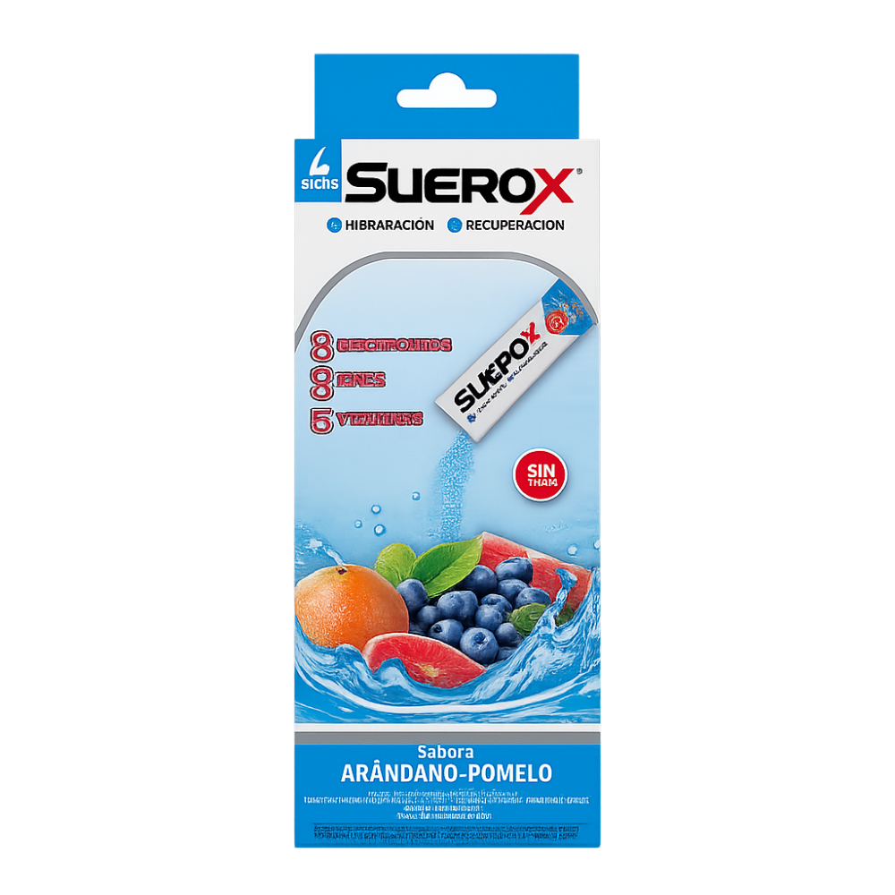 SUEROX POLVO ARANDANO POMELO 20 GR X 4 UND