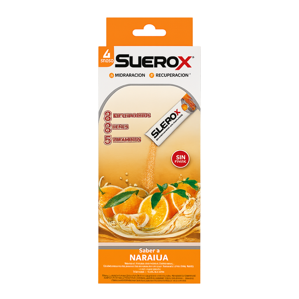SUEROX POLVO NARANJA BEBIDA 20 GR X 4 UND