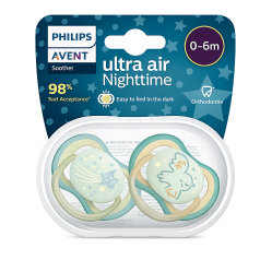 AVENT CHUPETE ULTRA AIR NIGHT NIÑO 0-6 M X 2 UND