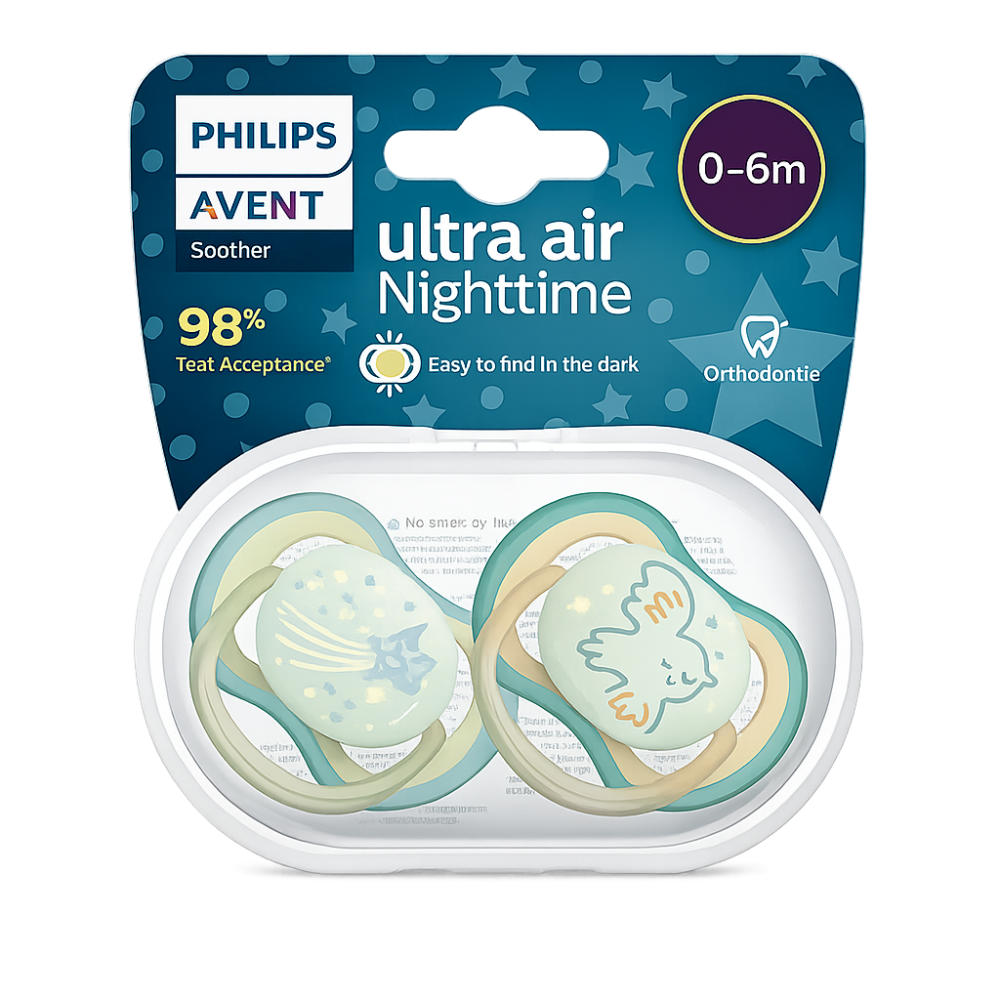 AVENT CHUPETE ULTRA AIR NIGHT NIÑO 0-6 M X 2 UND