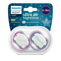 AVENT CHUPETE ULTRA AIR NIGTHTIME NIÑA 6-18 M X 2 UND