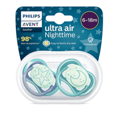 AVENT CHUPETE ULTRA AIR NIGTHTIME NIÑO 6-18 M X 2 UND