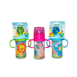 MAMADERA BOCA ESTANDAR CON MANILLA ANIMALITOS X 250 ML