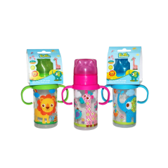 MAMADERA BOCA ESTANDAR CON MANILLA ANIMALITOS X 250 ML