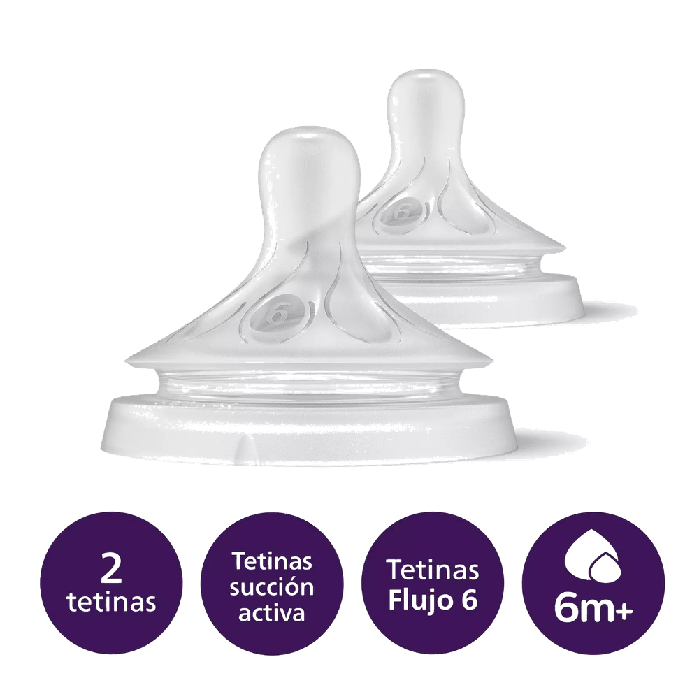 AVENT TETINA NATURAL PARA LIQUIDOS MAS ESPESOS 6M+ X 2 UND