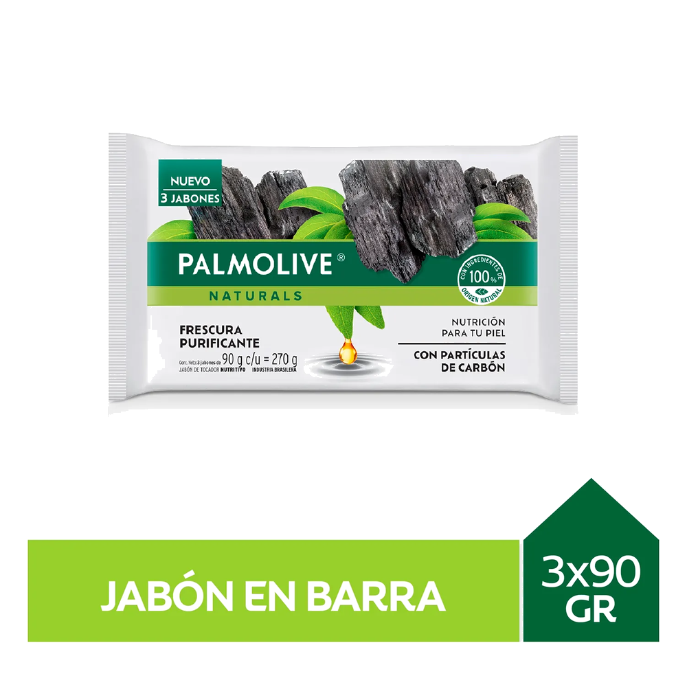 PALMOLIVE JABON NATURALS CHARCOAL X 90 GR X 3