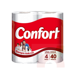 PAPEL HIGIENICO CONFORT UH 40 MT X 4 UND