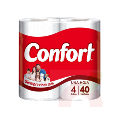 PAPEL HIGIENICO CONFORT UH 40 MT X 4 UND