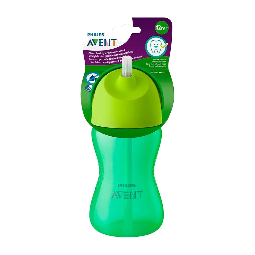 AVENT VASO CON BOMBILLA VERDE X 300 ML