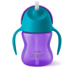 AVENT VASO CON BOMBILLA Y ASAS NIÑA MORADO X 200 ML