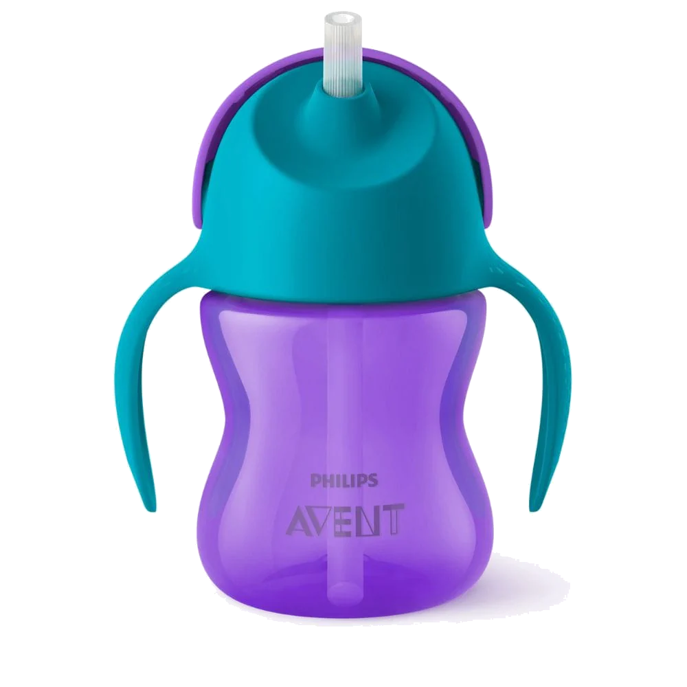 AVENT VASO CON BOMBILLA Y ASAS NIÑA MORADO X 200 ML