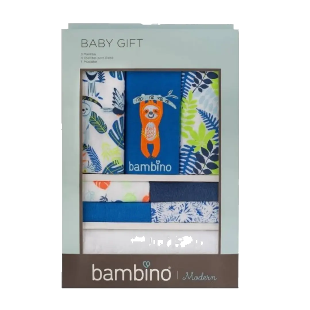 BAMBINO ESTUCHE NIÑO SET 3 MANTAS+8 PAÑOS+1 MUDADO