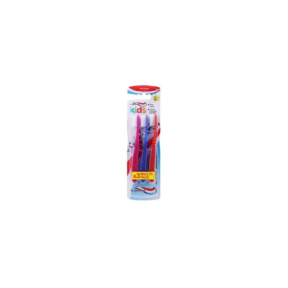 AQUAFRESH CEP KIDS TOOTHBRUSH SOFT 0-7  X 3