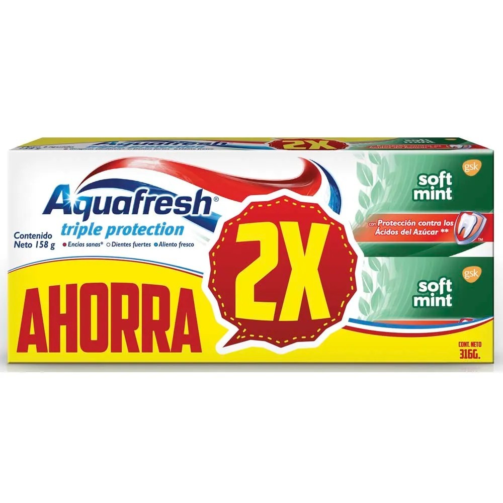 AQUAFRESH SOFT MINT 158 GR X 2 PACK