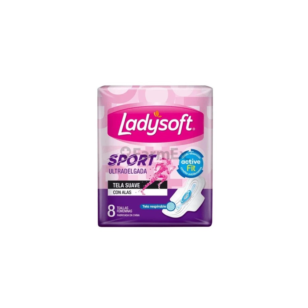 LADYSOFT SPORT ULT DELGA SUAVE C/ALAS TOALLA X 8