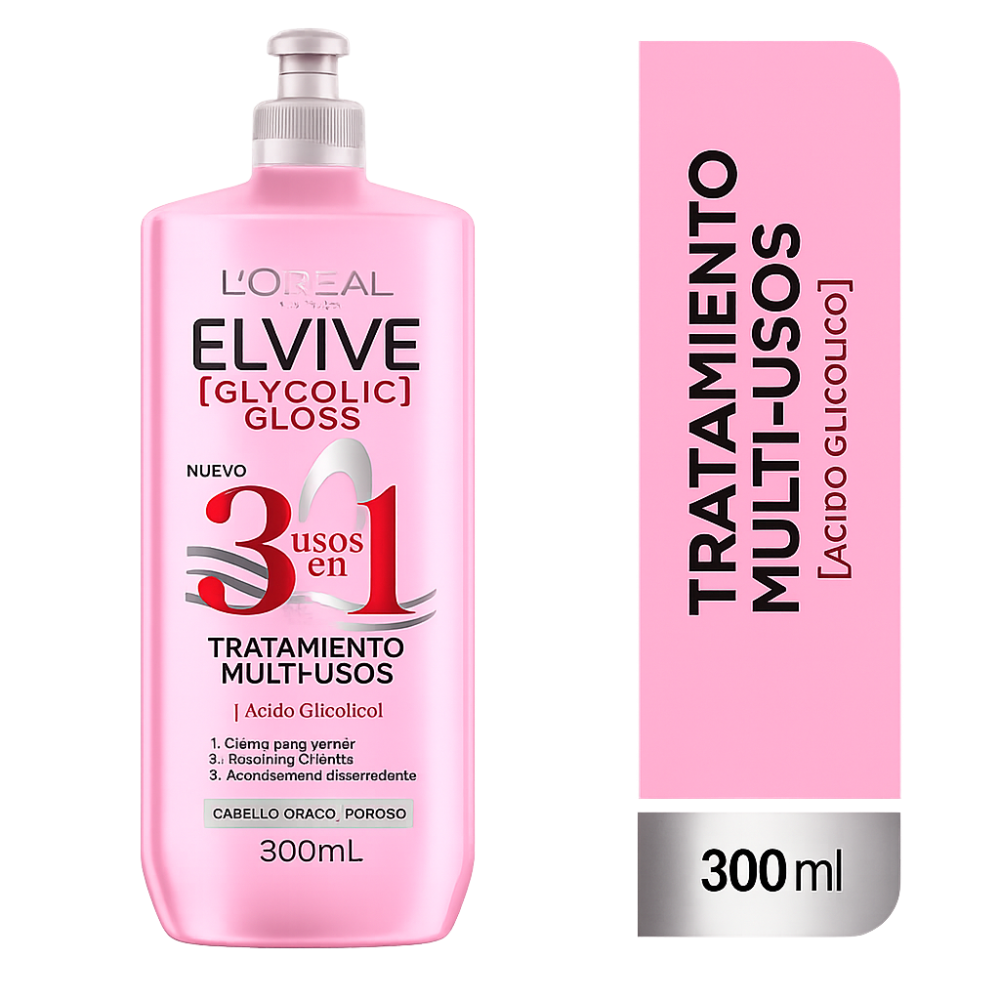 ELVIVE TRATAMIENTO GLYCOLIC CREMA DE PEINAR  3EN1 X 300 ML