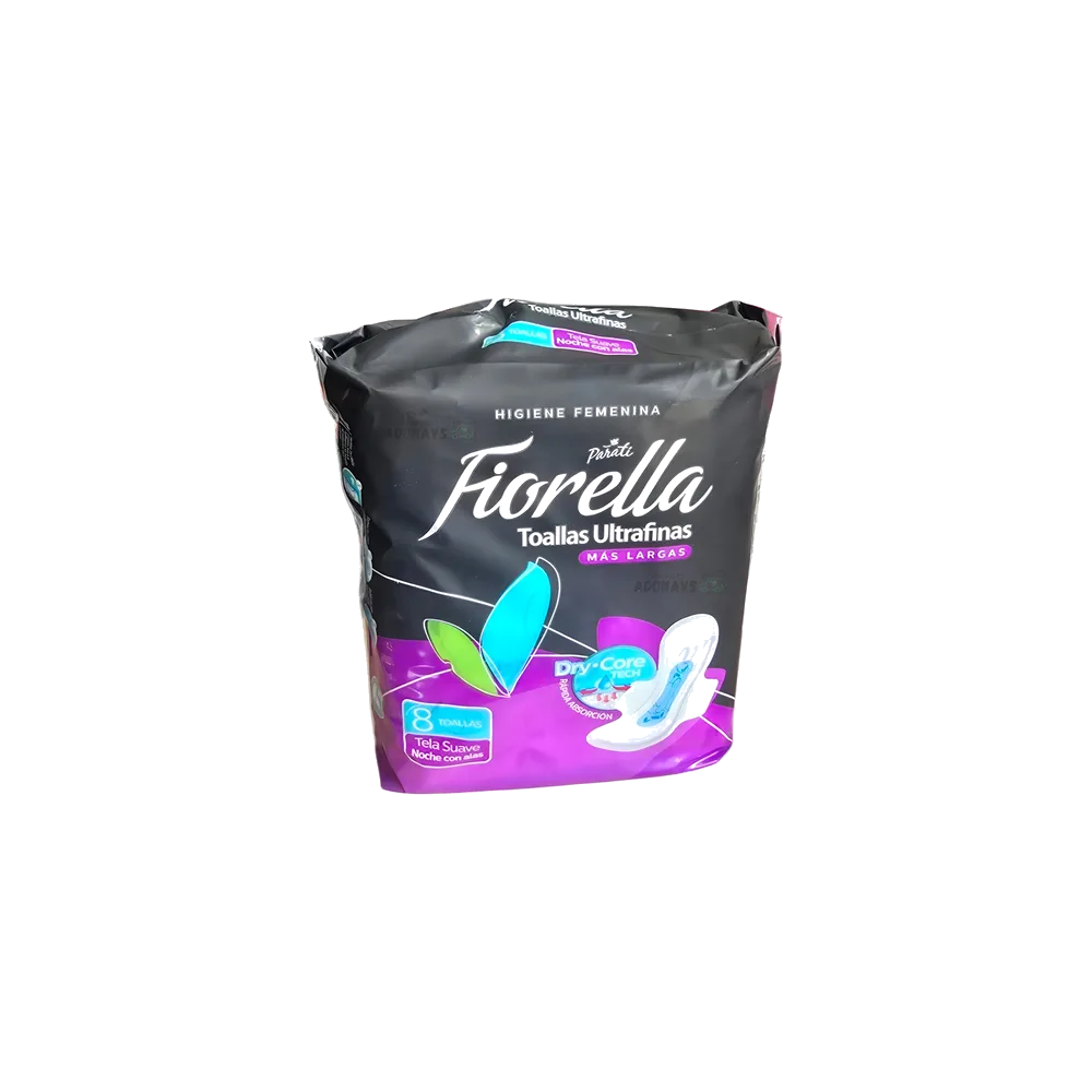 FIORELLA TOALLA NOCTURNA ULTRA FINA TELA SUAVE C/ALAS X 8 UND