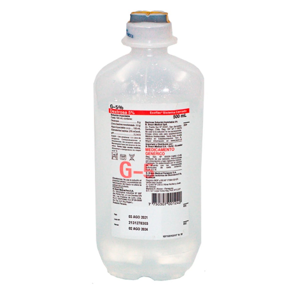 GLUCOSA DEXTROSA SOL 5% X 500 ML BRAUN (CAJ X 24 UND) (EC)