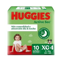 HUGGIES ACTIVE SEC XG X 10 UND