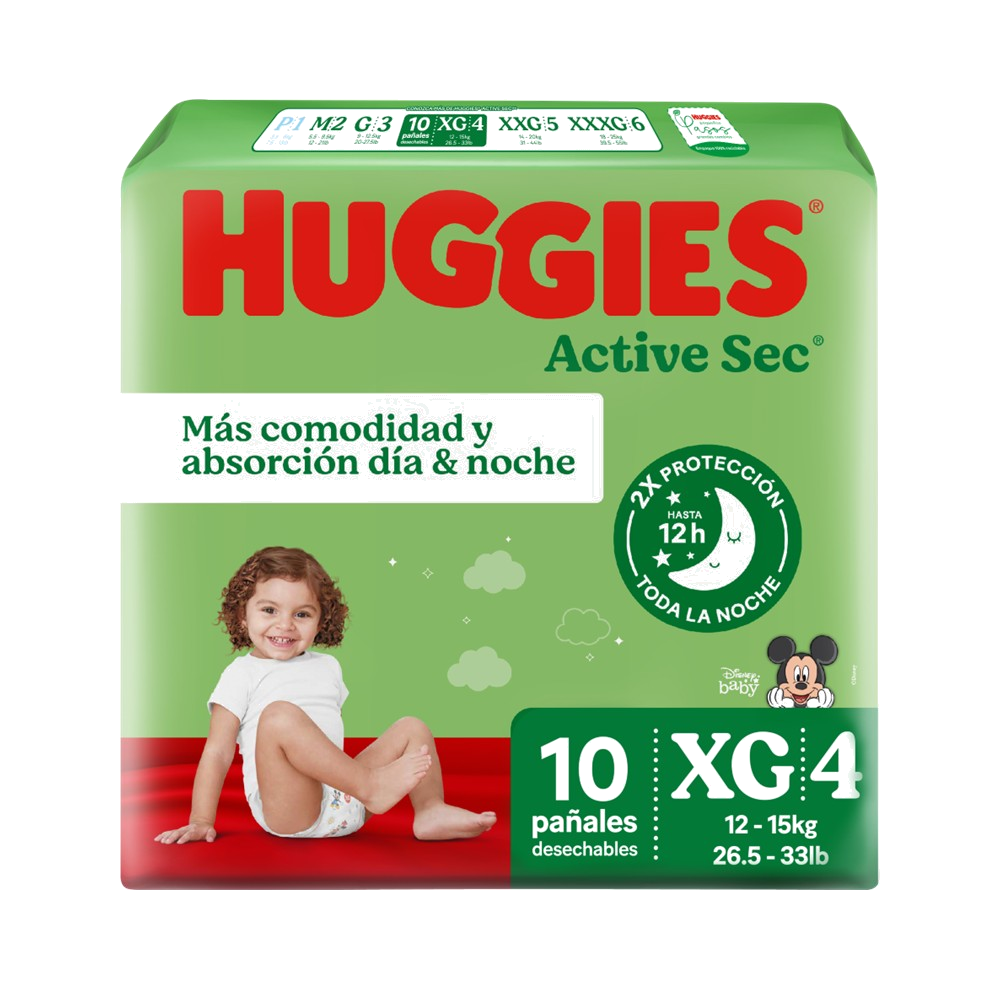 HUGGIES ACTIVE SEC XG X 10 UND