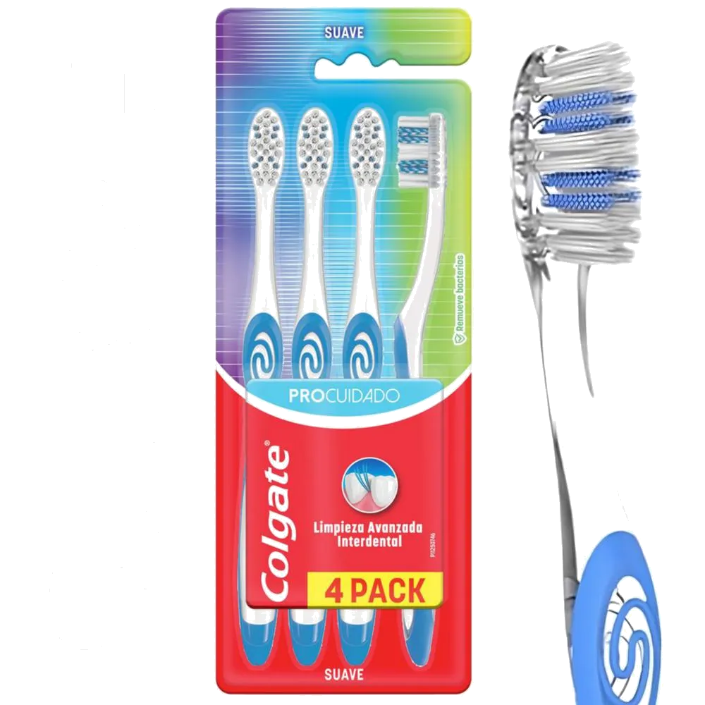 COLGATE CEPILLO DENTAL PRO CUIDADO ADULTO SUAVE X 4