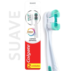 COLGATE CEPILLO TOTAL FOAMING SUAVE X 2 UND