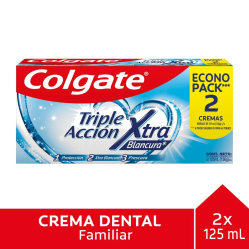 COLGATE CRE DENT TRIPLE ACC XTRA BLANC 125 ML X 2 UND