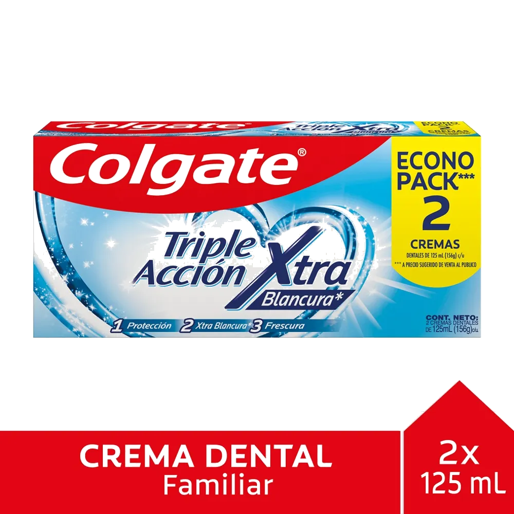 COLGATE CRE DENT TRIPLE ACC XTRA BLANC 125 ML X 2 UND
