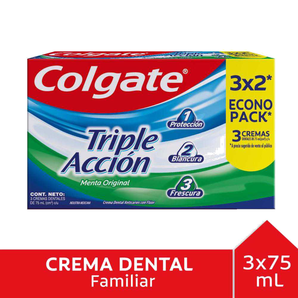 COLGATE CRE TRIPLE ACCION X 75 ML X 3