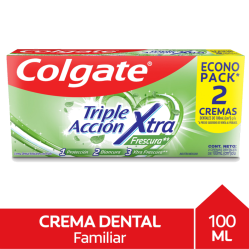 COLGATE CRE TRIPLE ACCION XTRA FRESCURA X 100 ML X 2