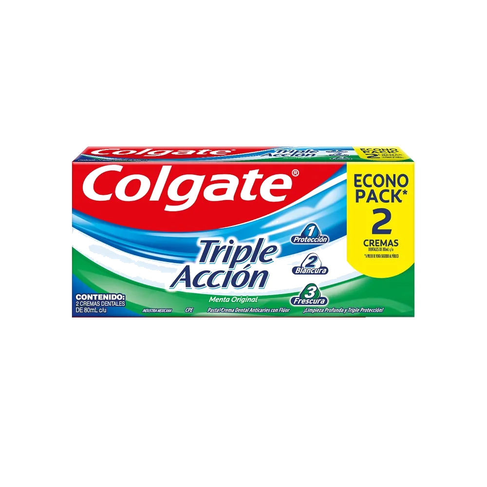 COLGATE CREMA DENT TRIPLE ACTION X 80 ML X 2