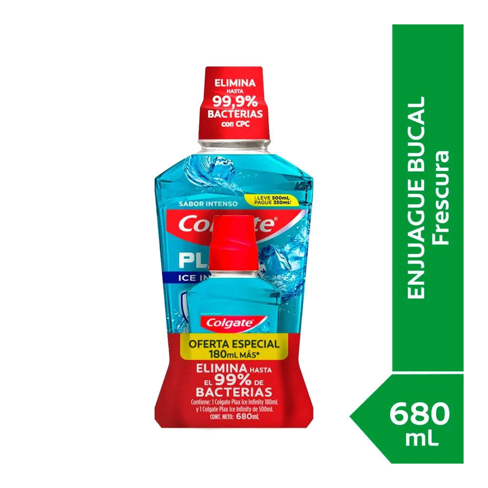 COLGATE ENJ PLAX ICE INFINITY 500 ML + 180ML