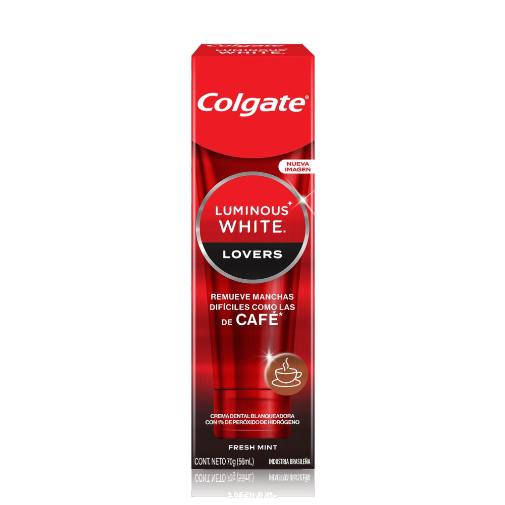 COLGATE LUMINOUS WHITE PASTA DENTAL BLANQUEADORA LOVERS CAFE MENTA FRESCA 70GR