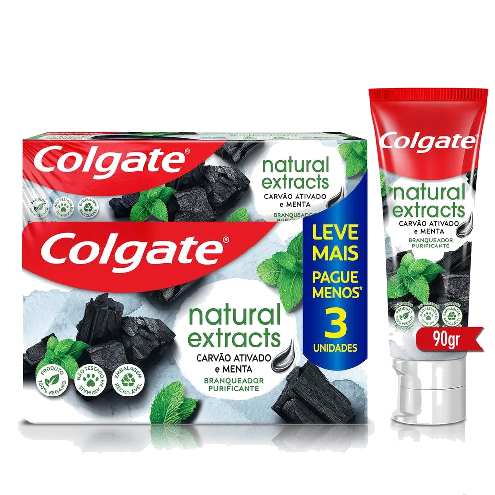 COLGATE NATURAL EXT CARBON X 90 GR X 3