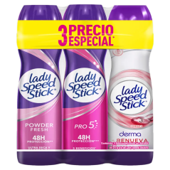LADY SPEED DEO SPRAY OMGEGA + PWD + PRO5 X 91 G X 3 UND