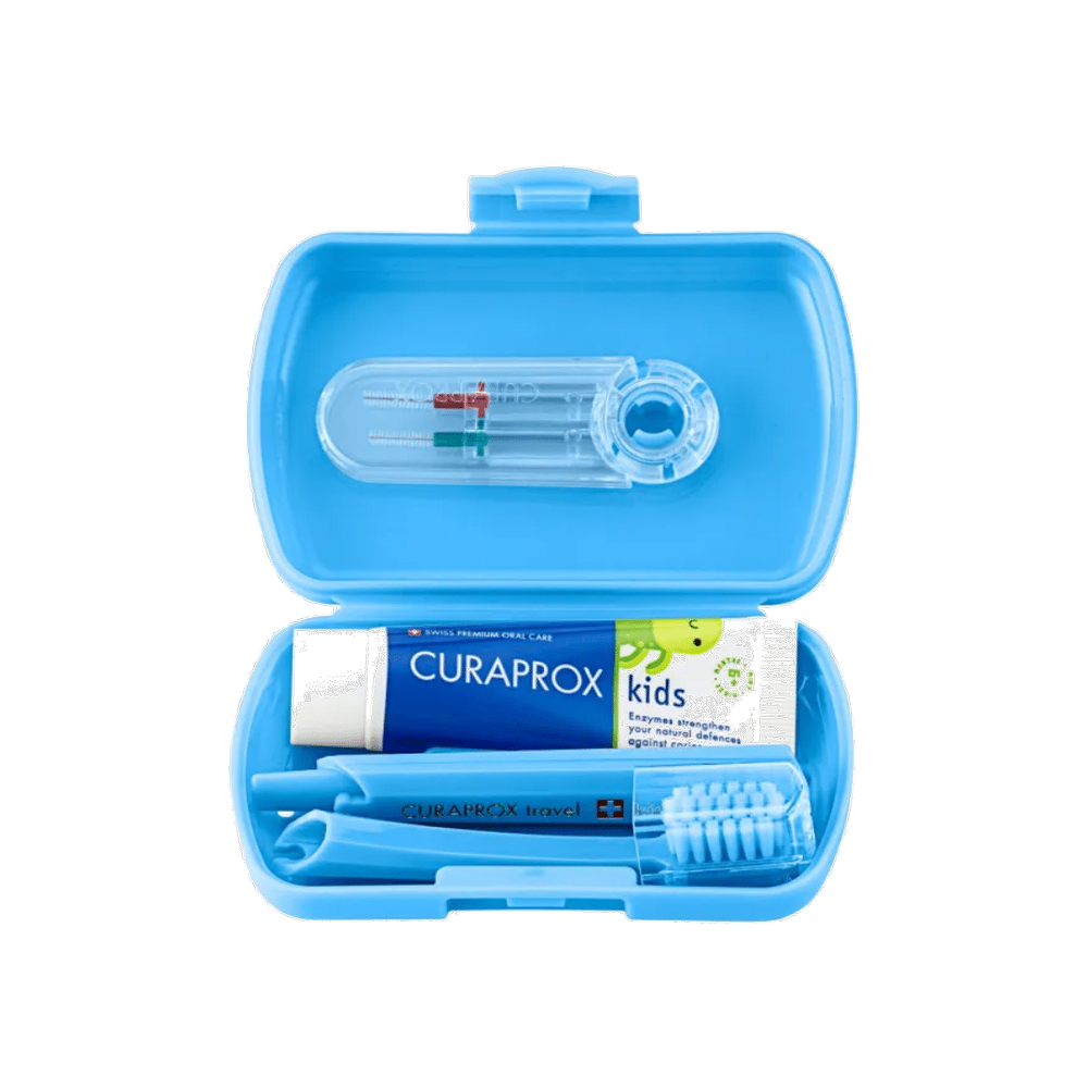 CURAPROX CEPILLO DENTAL KIDS + TRAVEL SET AZUL