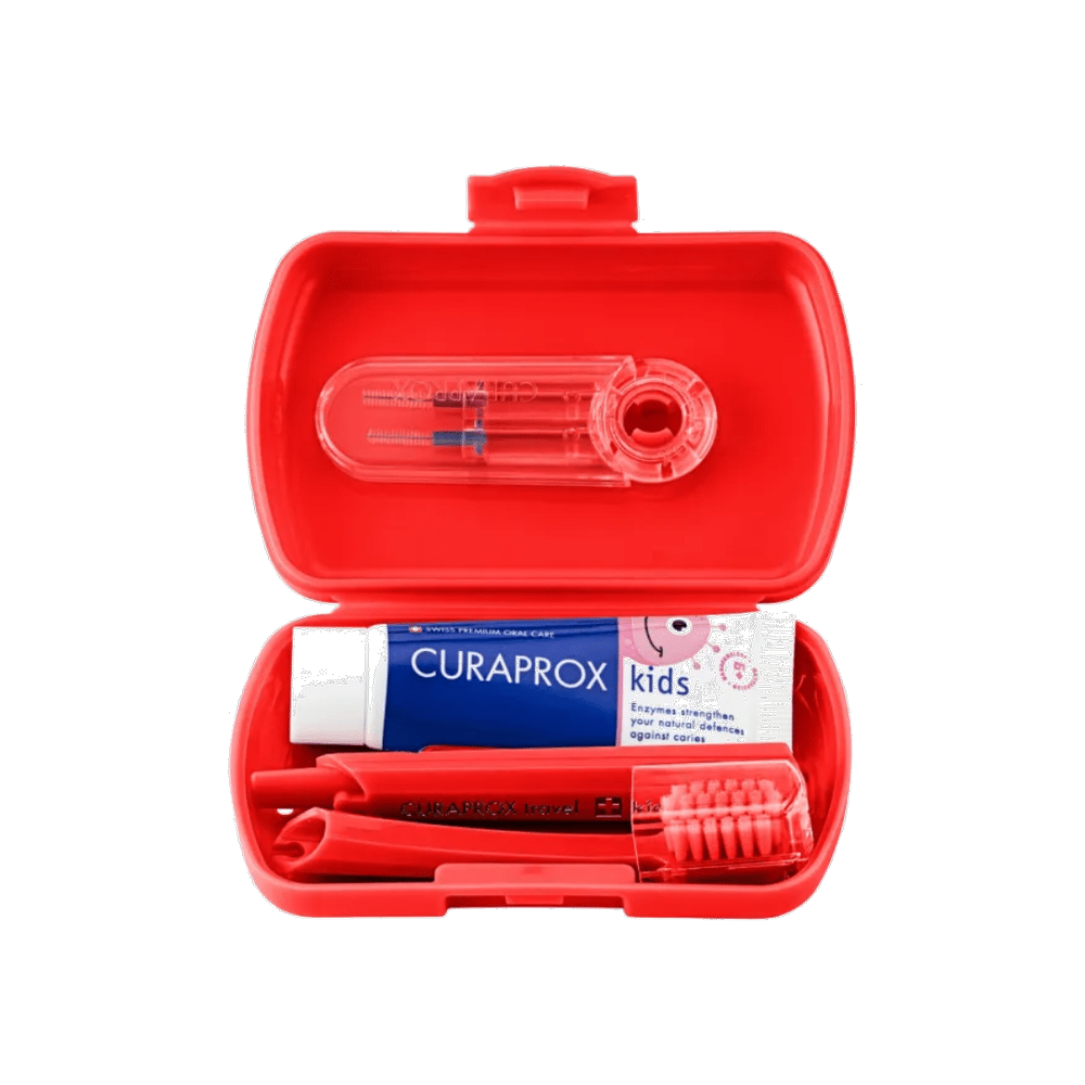 CURAPROX CEPILLO DENTAL KIDS + TRAVEL SET ROJO