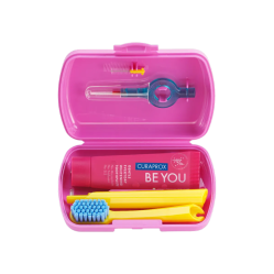 CURAPROX CEPILLO DENTAL KIDS + TRAVEL SET ROSADO