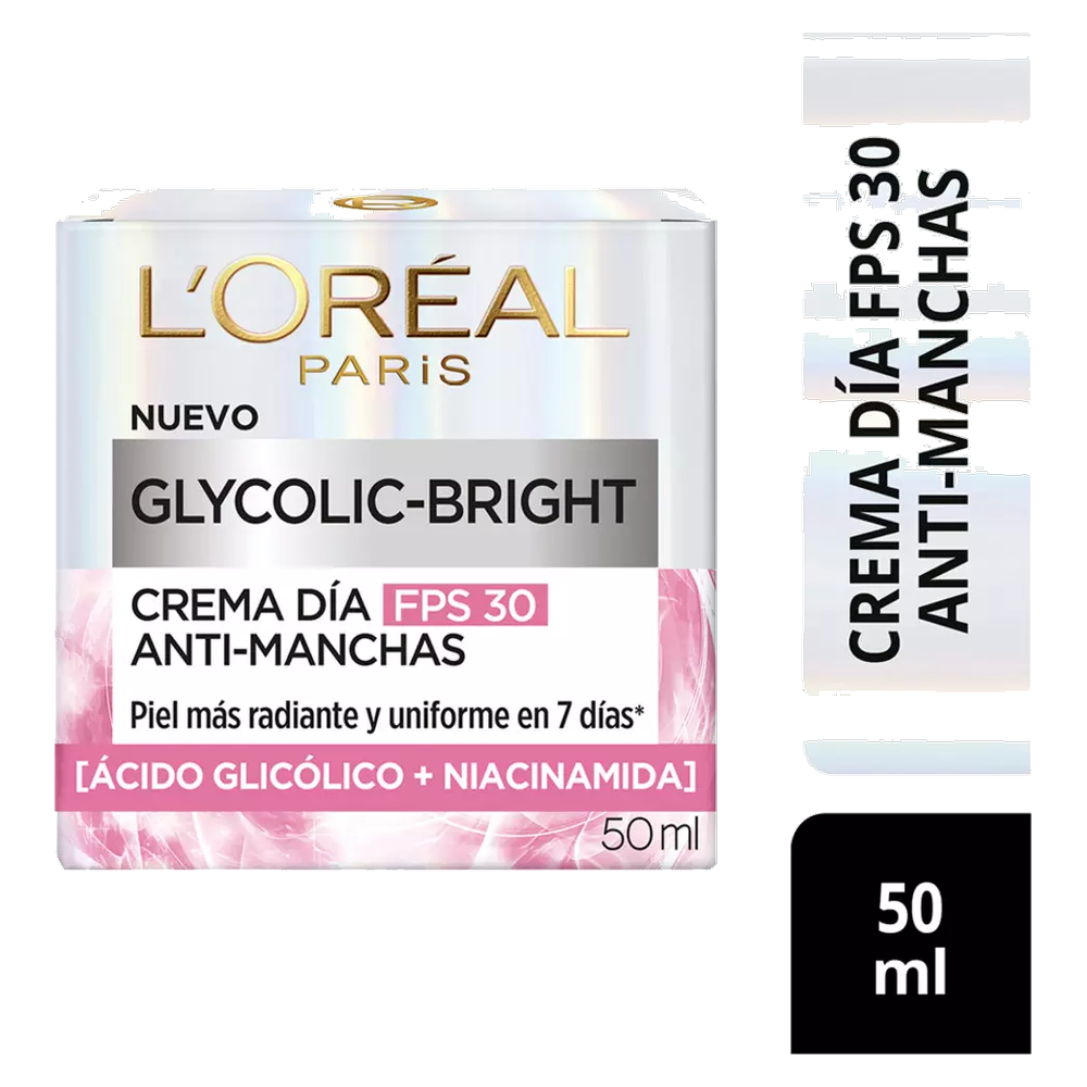 LOREAL CREMA DIA FPS30 GLYCOLIC + NIACINAMIDA X 50 ML