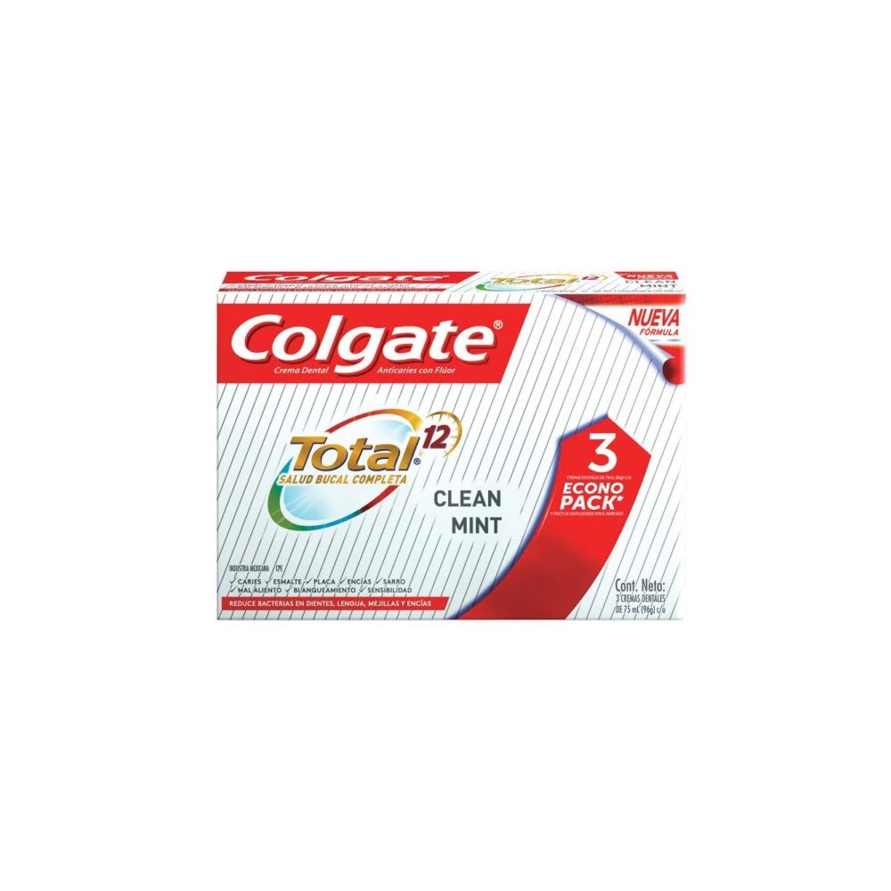 COLGATE CRE TOTAL 12 CLEAN MINT X 75 ML PACK X 3 UND