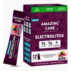AMAZING CARE ELECTROLITOS EN POLVO SABOR BERRIES X 12 STICKPACKS