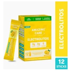 AMAZING CARE ELECTROLITOS EN POLVO SABOR LIMONADA X 12 STICKPACKS