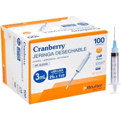 CRANBERRY JERINGA 3CC LUER SLIP C/A 21 X 11/2 CAJA X 100 (DM)