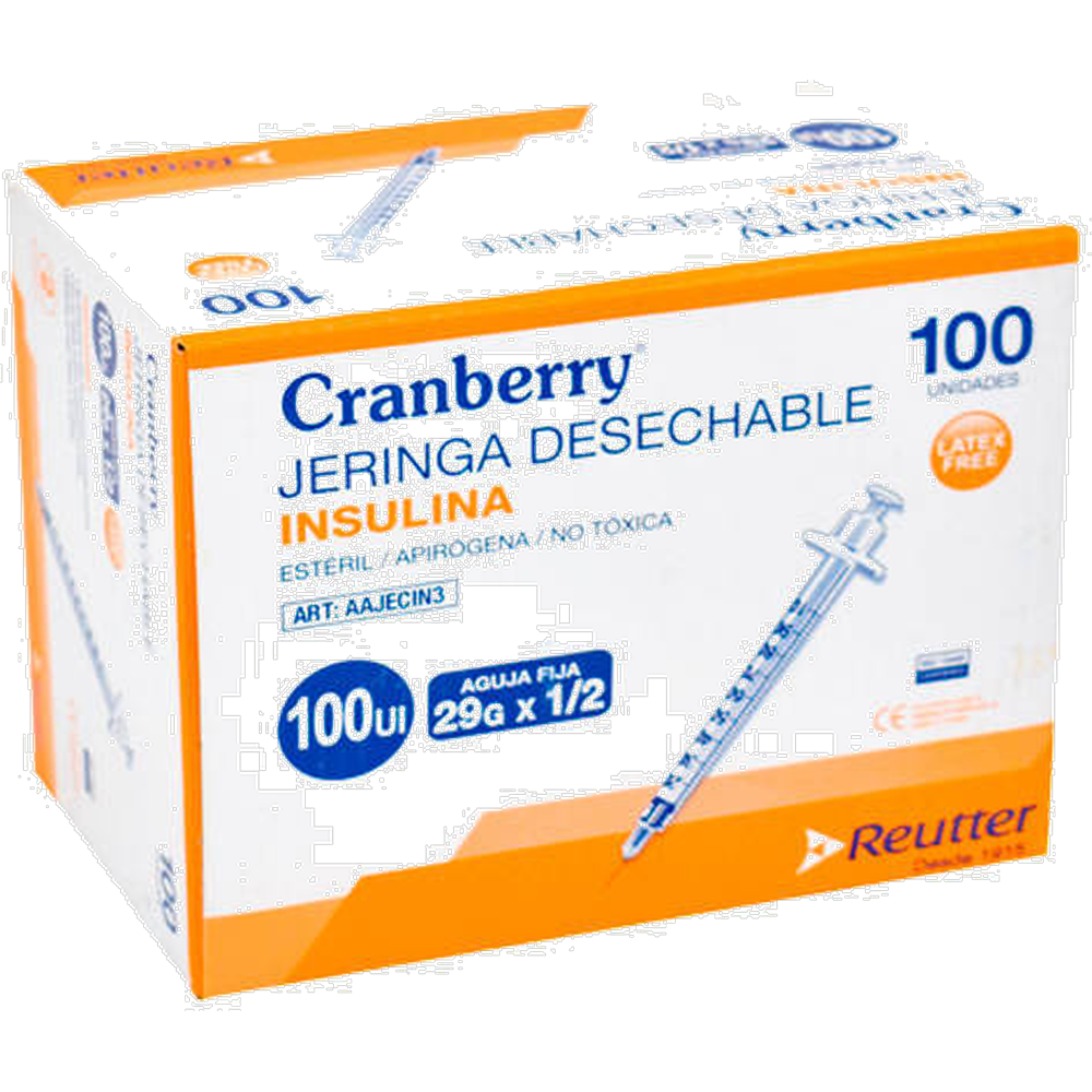 CRANBERRY JERINGA INSULINA 100 UI 29 X 1/2 X 100 REUTTER (DM)