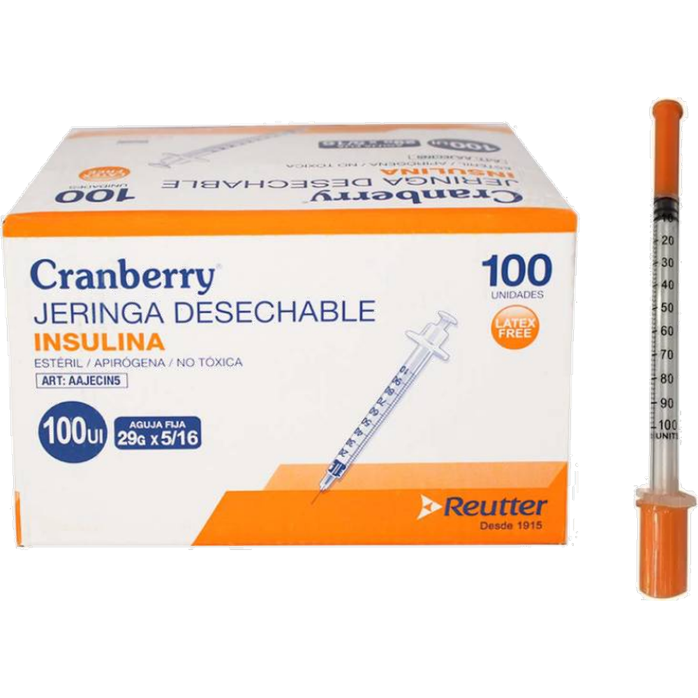 CRANBERRY JERINGA INSULINA 100UI 29 X 5/16 (8MM) CJX100 (DM)
