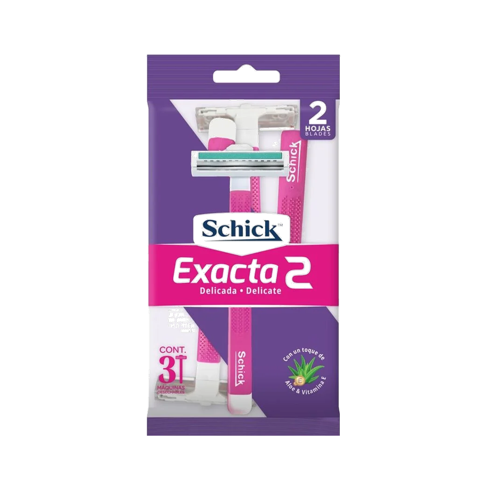 SCHICK MAQINA EXACTA2 MUJER CON ALO VERA X 3 UND